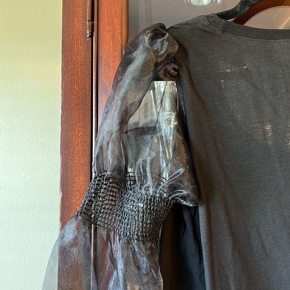 Cinq a Sept Libby Organza Sleeve Top in Black 🥂 - Picture 5 of 9
